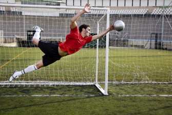 soccer goalkeeper catching